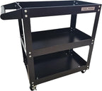 Utility Service Cart, 3 Shelf 150LBS Heavy Duty Steel Rolling Utility Cart by ToolDorm