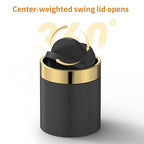 Mini Trash Can with Lid, Desktop Small Trash Can Recycling Bin Cute Metal - Image 2