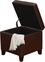 Adeco Bonded Leather Square Tufted Footstool - Image 4