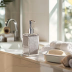 Pink Soap Dispenser with Refillable Plastic Pump - Image 6