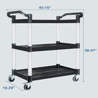 Service Cart with Wheels Lockable Large Size, Plastic Restaurant Cart Heavy Duty - Image 3