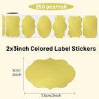 Gold Labels - 250 PCS 3" x 2" Fancy Shape Stickers - Image 2