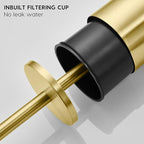 Gold Brushed Stainless Steel Toilet Brush and Cover, No-Punch Hook Base Dual - Image 7