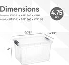 Superio Storage Bins with Lids- 4 Pack, 4.75 Qt Clear Boxes - Image 2