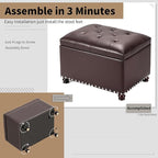Joveco Faux Leather Storage Ottoman Bench Rectangle 24 Inch Foot Rest Ottomans - Image 9