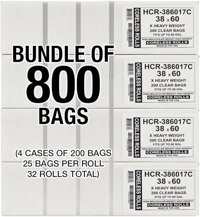 Aluf Plastics High Density Trash Bags, 60 Gallon, 17 Micron, - Image 2