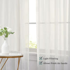 Chyhomenyc Sheer Curtains 63 Inch Length 2 Panels Set, Short Window Curtain - Image 3