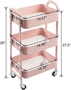 AGTEK Makeup Cart, Movable Rolling Organizer Cart, 3 Tier Metal Utility Cart - Image 3