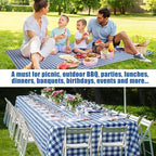 Kochorie 54 Inch x 100 Ft Blue Checkered Plastic Table Cloth Roll Disposable Waterproof Table Cover Plastic Table Cover Roll with Easy Slide Cutter for Outdoor Picnic/Home Dining/Summer Party