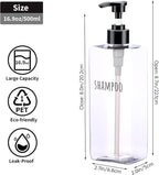 Segbeauty Clear Square Shampoo Bottles, 500ml Empty Reusable Bathroom Shower - Image 6