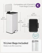SONGMICS Kitchen Trash Can, 10.5 Gallon Garbage Can, Large Step Trash Bin - Image 7