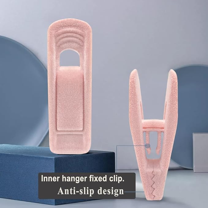 Light Pink Velvet Hangers Clips 40 PCS, Non-Slip Finger Clip - Image 6