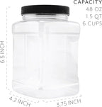Cornucopia Brands 48oz Square Plastic Jars; Clear Rectangular 6-Cup Canisters - Image 6