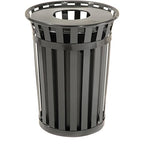 Global Industrial 36 Gallon Outdoor Slatted Steel Round Trash Can by GlobalIndustrial