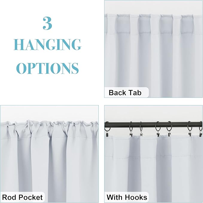 RYB HOME Room Darkening Kitchen Curtains 2 Panels Set, Thermal Insulated Small - Image 5