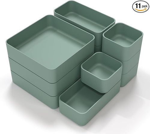 11-Piece Stackable Drawer Organizer Set, Stationery, Utensils in Bathroom by CHANCETSUI