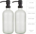 Emerson Essentials Glass Soap Bottle Dispensers, 2 Pack, Stainless-Steel Pumps by Emerson+Essentials
