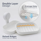 LEVERLOC Soap Dish Holder for Shower Suction Cup Wall Mounted Self Draining - Image 3