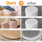 Round Set of 2 Ottoman with Storage-Upholstered Velvet Vanity Stool - Image 5