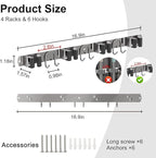 Mop Broom Holder Wall Mount, 2 Packs Silver Stainless Steel Tool Storage - Image 2