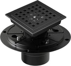 4-3/8 Inch Shower Drain Matte Black, Square Bathroom Floor Drain, Stainless by Dilvii
