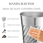 Monarch Abode Nickel Chrome Handcrafted Wave Embossed Metal Wastebasket - Image 3