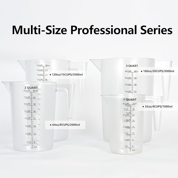 Food-Grade Plastic Measuring Pitcher – 64 Ounce & 8 Cups Measuring Cups - Image 4