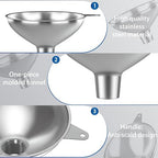 Stainless Steel Funnel with 30 Mesh Filter Food Grade Metal Funnel - Image 2