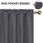 DWCN Short Blackout Curtains 36 inches Length 2 Panels Set, Half Window Rod - Image 2