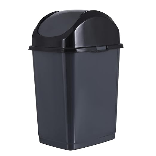 Superio Medium Trash Can with Lid 4.5 Gallon Plastic Swing Top Garbage Can Slim by Superio