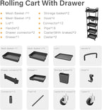 5 Tier Rolling Cart Organizer, Bathroom Cart Organizers - Image 7