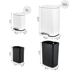 Arlopu 13.2+1.3 Gallon Step Trash Can, Stainless Steel Garbage Bin, Soft-Close - Image 2