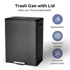 GarveeHome Step Dual Trash Can, 60L/16 Gallon Recycle Bins - Image 2
