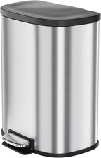 13.2 Gal/50L D-Shape Trash Can, Step-On Stainless Steel Garbage Can, Soft-Close by Unknown