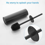 Toilet Brush and Holder Set Black Stainless Steel, 304 Heavy Duty Round Toilet - Image 4