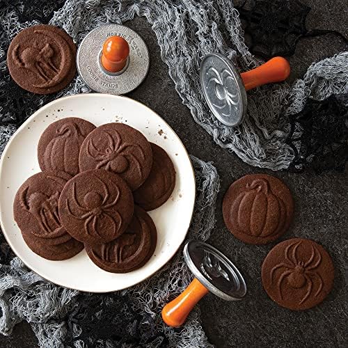 Nordic Ware 1260 Spooky Cast Cookie Stamps, 3-inch rounds, Silver
