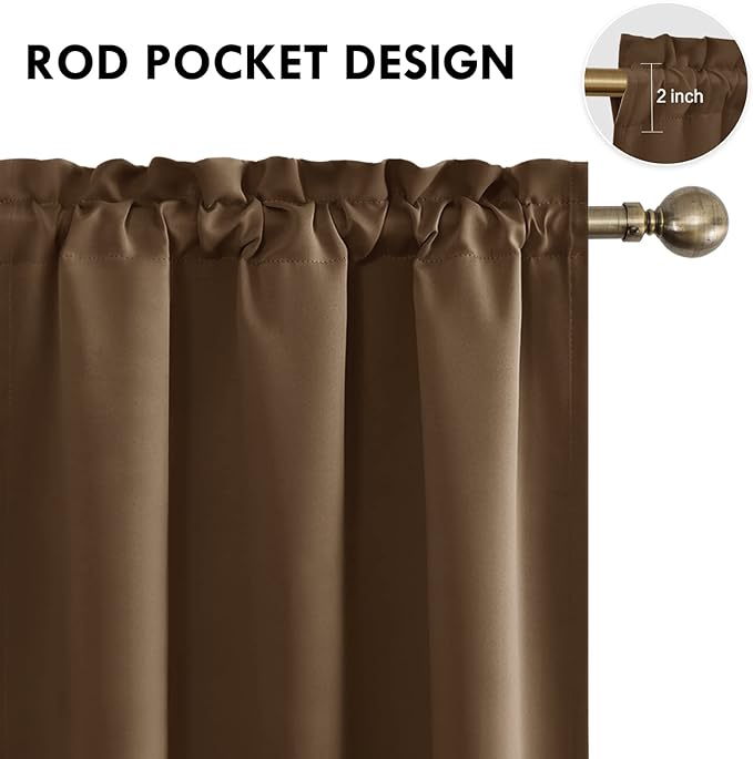 DWCN Brown Blackout Curtains for Bedroom -Rod Pocket Thermal Insulated Room - Image 4