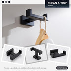 Angle Simple Double Towel Hook Matte Black, Stainless Steel Bathroom Towel - Image 8