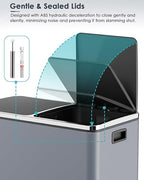 AthLike 60L Dual Trash Can, Stainless Steel Kitchen Garbage Can, Double - Image 3