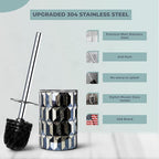 Escenzy Cute Toilet Brush and Holder Set Mosaic Glass | Non-Rustic Stainless - Image 2