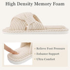 Evshine Summer House Slippers for Women Corduroy Cross Bow Indoor Slippers Open - Image 4