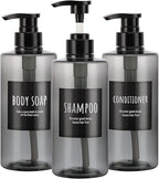 Refillable Shampoo Bottles, Segbeauty 16.9oz Shampoo Dispenser, Labeled Grey by Segbeauty