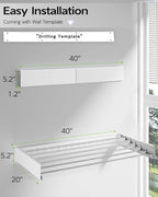 Wall Mounted Clothes Drying Rack 40 inches, Foldable Wall Mount Laundry Rack - Image 7