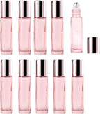 10 Pack Glass Essential Oil Roller Bottle, 10ml Pink GlassRoller Bottles by YORROR