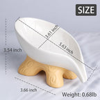 Soap Dish, Soap Holder Self Draining Leaf Shape Soap Dishes, Ceramic Draining - Image 4