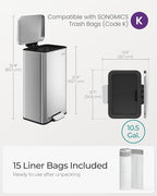 SONGMICS Kitchen Trash Can, 10.5 Gallon Garbage Can, Large Step Trash Bin - Image 8
