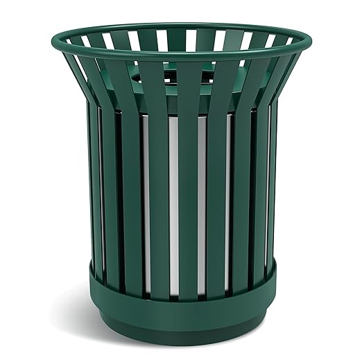 16Gallon/62L Commercial Outdoor & Indoor Metal Trash Can, Outdoor Slatted Trash by Unknown