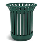27.6IN Round Large Outdoor Trash Can, Heavy Duty Metal Slatted Garbage Can by Gaonala