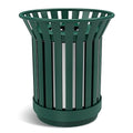 Round Heavy Duty Outdoor Trash Can, Large Metal Slatted Garbage Can by Unknown