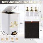 Small Bathroom Trash Can with Lid Soft Close, 1.8 Gallon Stainless Steel - Image 6